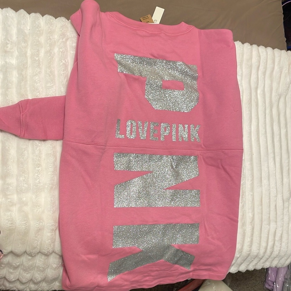 PINK Victoria's Secret Pink and Silver Shine Sweatshirt - Picture 5 of 5
